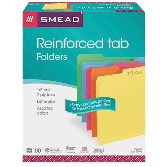 Smead® Reinforced Tab File Folders, 100ct.